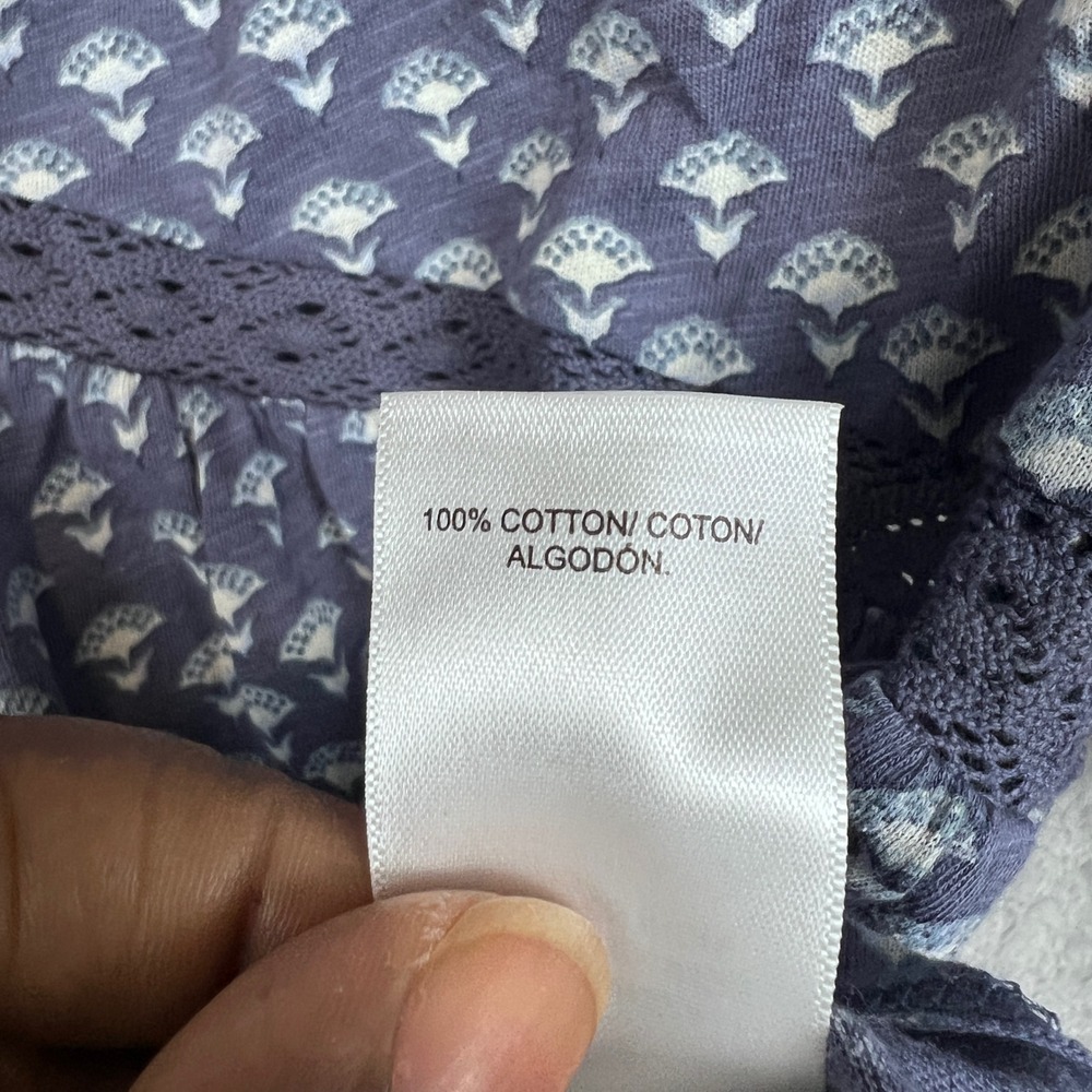 Lucky Brand Baby Doll Tank Top Blue Coquette Lace Trim V Neck Sleeveless Boho M - Picture 9 of 12